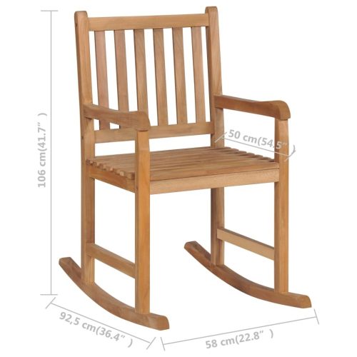 Rocking Chair with Anthracite Cushion Solid Teak Wood