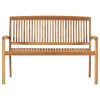 Stacking Garden Bench with Cushion 128.5 cm Solid Teak Wood