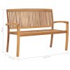 Stacking Garden Bench with Cushion 128.5 cm Solid Teak Wood