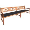 Garden Bench with Cushions 240 cm Solid Acacia Wood