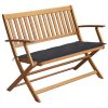 Garden Bench with Cushion 120 cm Solid Acacia Wood