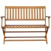 Garden Bench with Cushion 120 cm Solid Acacia Wood