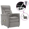 Electric Massage Recliner Light Grey Faux Suede Leather