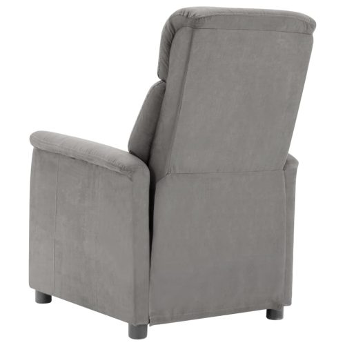 Electric Massage Recliner Light Grey Faux Suede Leather