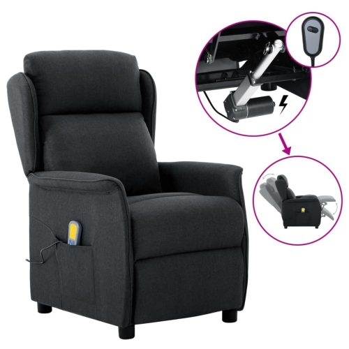 Electric Massage Recliner Dark Grey Fabric