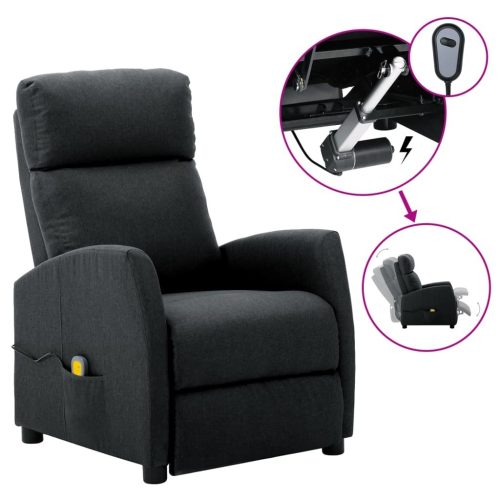 Electric Massage Reclining Chair Dark Grey Fabric