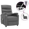 Electric Massage Recliner Light Grey Fabric