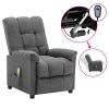 Electric Massage Recliner Light Grey Fabric