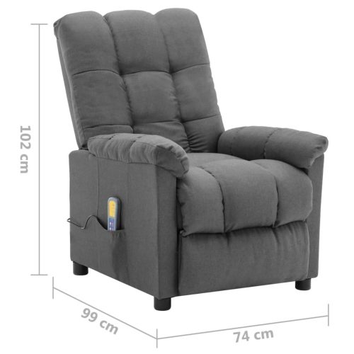 Electric Massage Recliner Light Grey Fabric