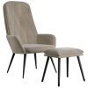 Relaxing Chair with Footstool Light Grey Velvet