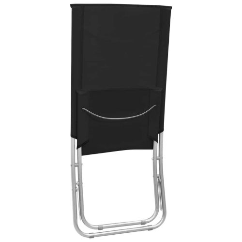 Folding Beach Chairs 2 pcs Black Fabric
