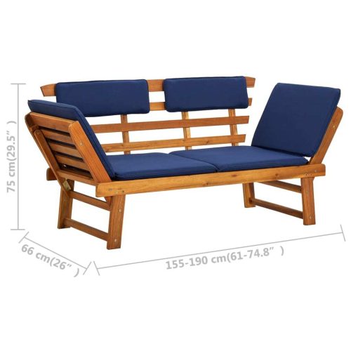 Garden Bench with Cushions 2-in-1 190 cm Solid Acacia Wood