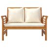 Sofa Bench with Cream White Cushions Solid Wood Acacia