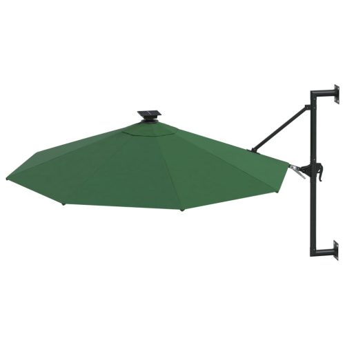 Wall-mounted Parasol with LEDs and Metal Pole 300 cm Green