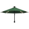 Wall-mounted Parasol with LEDs and Metal Pole 300 cm Green