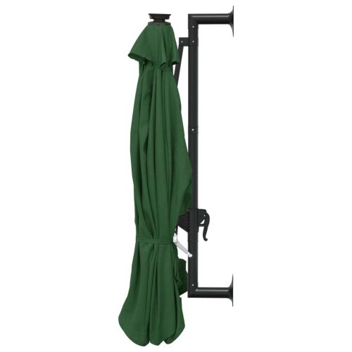 Wall-mounted Parasol with LEDs and Metal Pole 300 cm Green