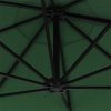 Wall-mounted Parasol with LEDs and Metal Pole 300 cm Green