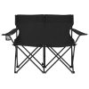 2-Seater Foldable Camping Chair Steel and Fabric Black