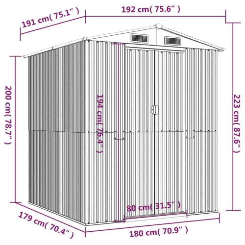 Garden Shed Green 192x191x223 cm Galvanised Steel