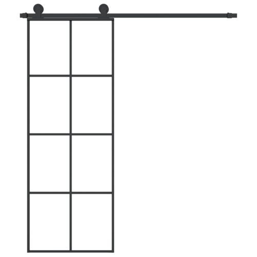 Sliding Door with Hardware Set 76×205 cm ESG Glass&Aluminium