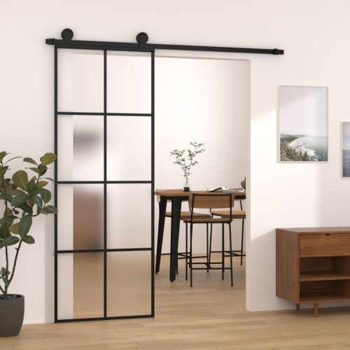 Sliding Door with Hardware Set 76×205 cm ESG Glass&Aluminium