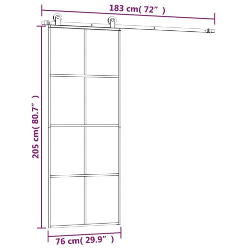 Sliding Door with Hardware Set 76×205 cm ESG Glass&Aluminium