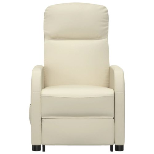 Stand up Massage Reclining Chair Cream Faux Leather