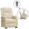 Stand up Massage Recliner Chair Cream Fabric