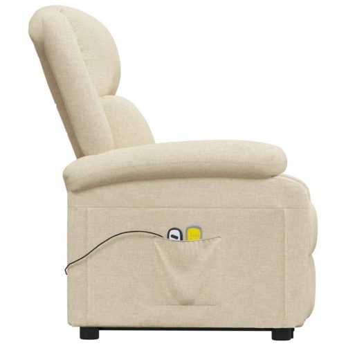 Stand up Massage Recliner Chair Cream Fabric