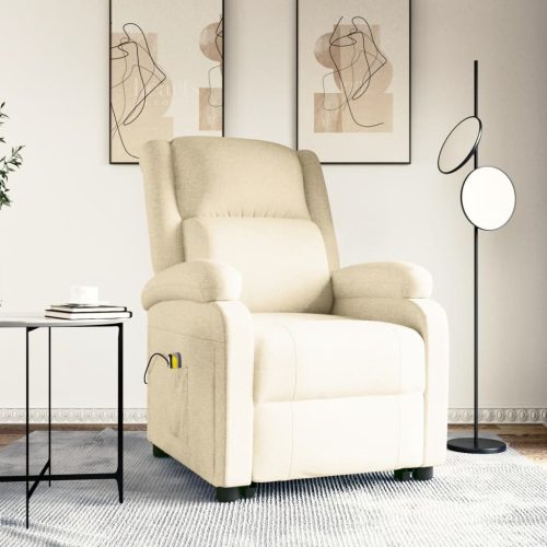 Stand up Massage Recliner Chair Cream Fabric