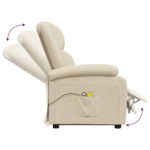 Stand up Massage Recliner Chair Cream Fabric