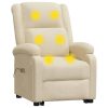 Stand up Massage Recliner Chair Cream Fabric