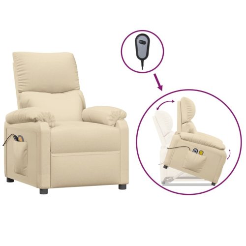 Stand Up Massage Recliner Chair Cream Fabric