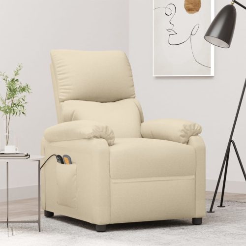 Stand Up Massage Recliner Chair Cream Fabric