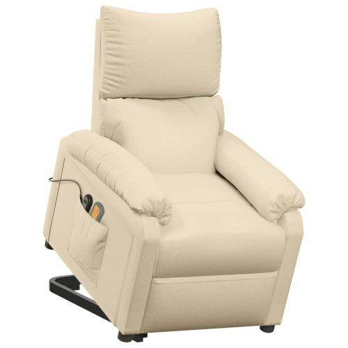 Stand Up Massage Recliner Chair Cream Fabric