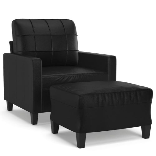 Sandleton Sofa Chair with Footstool Black 60 cm Faux Leather