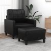 Sandleton Sofa Chair with Footstool Black 60 cm Faux Leather