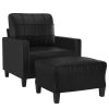 Sandleton Sofa Chair with Footstool Black 60 cm Faux Leather