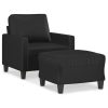 Fairmont Sofa Chair with Footstool Black 60 cm Faux Leather