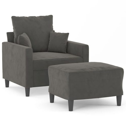 Choppington Sofa Chair with Footstool Dark Grey 60 cm Velvet