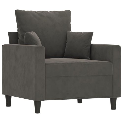 Choppington Sofa Chair with Footstool Dark Grey 60 cm Velvet