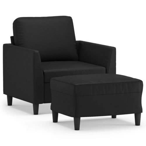 Shakopee Sofa Chair with Footstool Black 60 cm Faux Leather