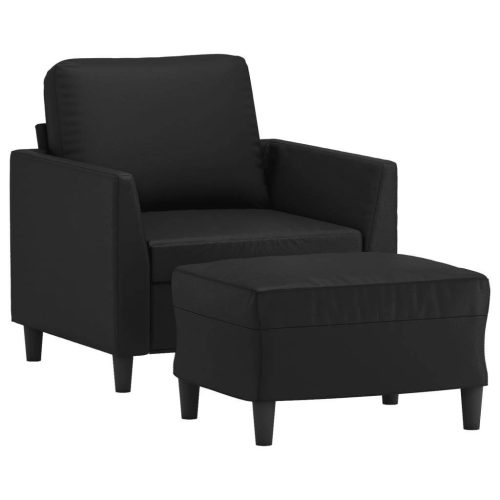 Shakopee Sofa Chair with Footstool Black 60 cm Faux Leather