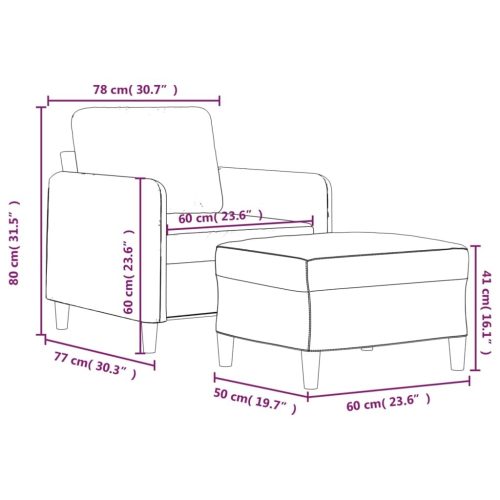 Hessle Sofa Chair with Footstool Dark Grey 60 cm Velvet
