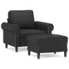 Sedona Sofa Chair with Footstool Black 60 cm Faux Leather