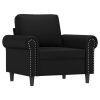 Sedona Sofa Chair with Footstool Black 60 cm Faux Leather