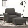 Scunthorpe Sofa Chair with Footstool Dark Grey 60 cm Velvet