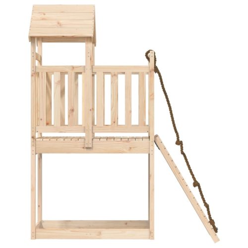 Playhouse with Climbing Wall Solid Wood Pine