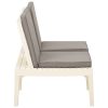 Garden Lounge Bench with Cushion Plastic White