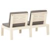 Garden Lounge Bench with Cushion Plastic White